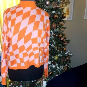BAR III NWT  3X Orange Diamond Print Sweater